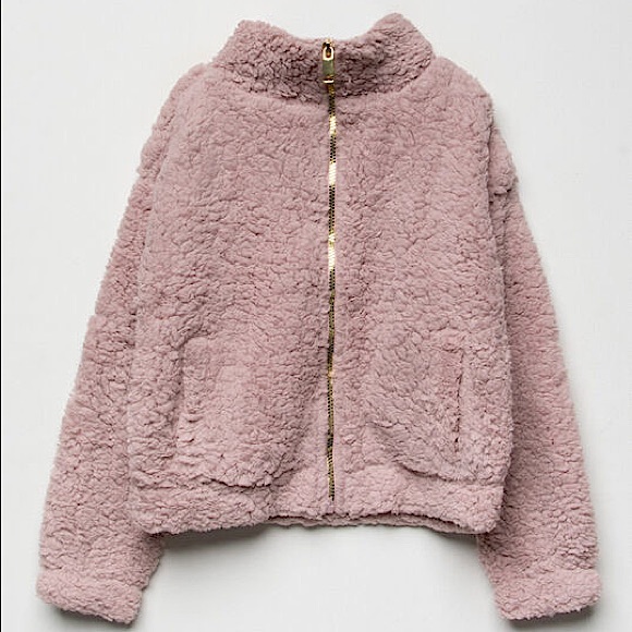 Blush and gold Sherpa jacket Size Medium - Picture 5 of 5